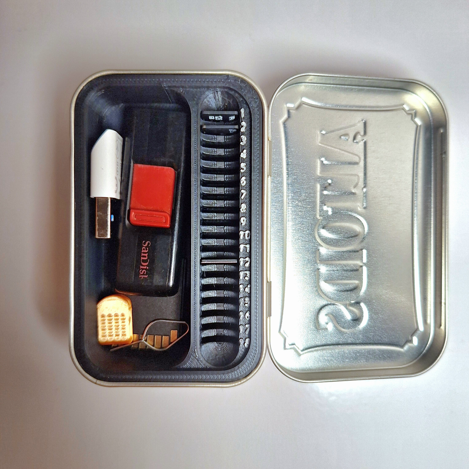 Deluxe MicroSD Card Organizer Storage - Altoids Tin Case Insert - Micro SD +