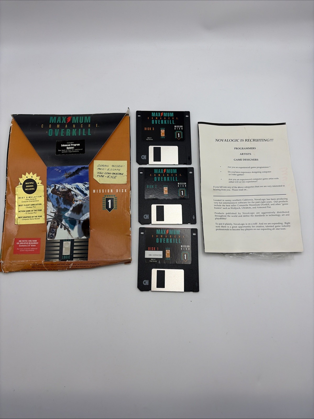 Vintage IBM Software: MAXIMUM OVERKILL Comanche (Nova Logic) X3 3.5 Diskettes!!!