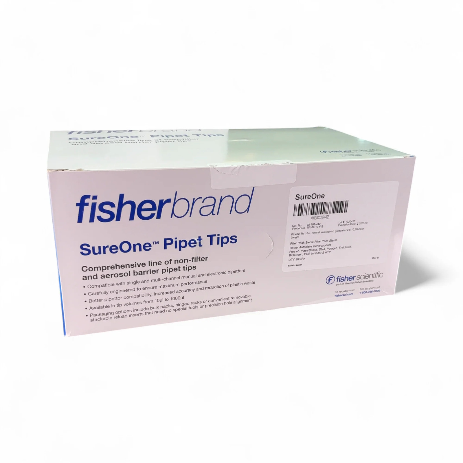 Fisherbrand SureOne 10µL Pipet Tips - 10 Racks of 96 Tips Each 02-707-442 Fil...