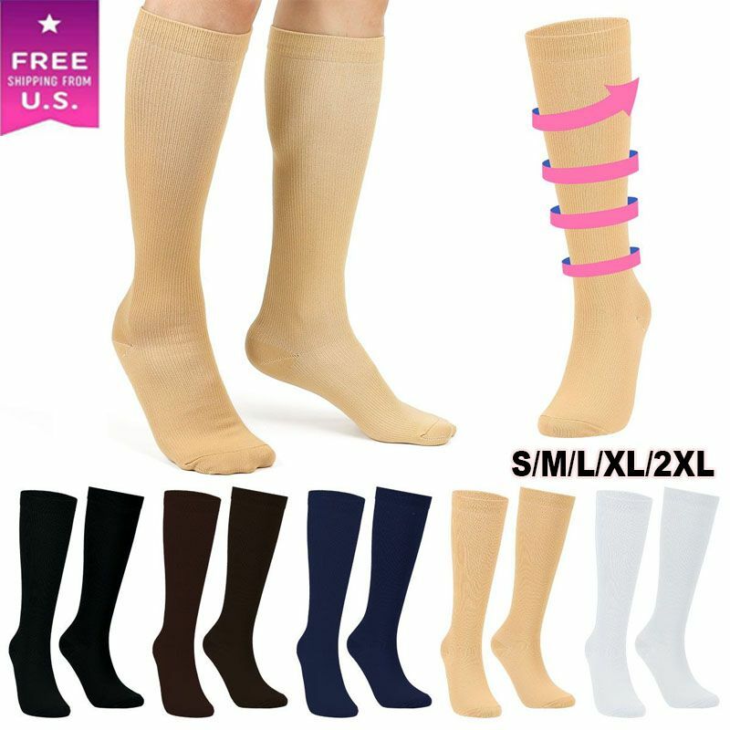 Unisex Compression Socks Stockings Womens Mens Knee High Medical S/M-L/XL-2XL