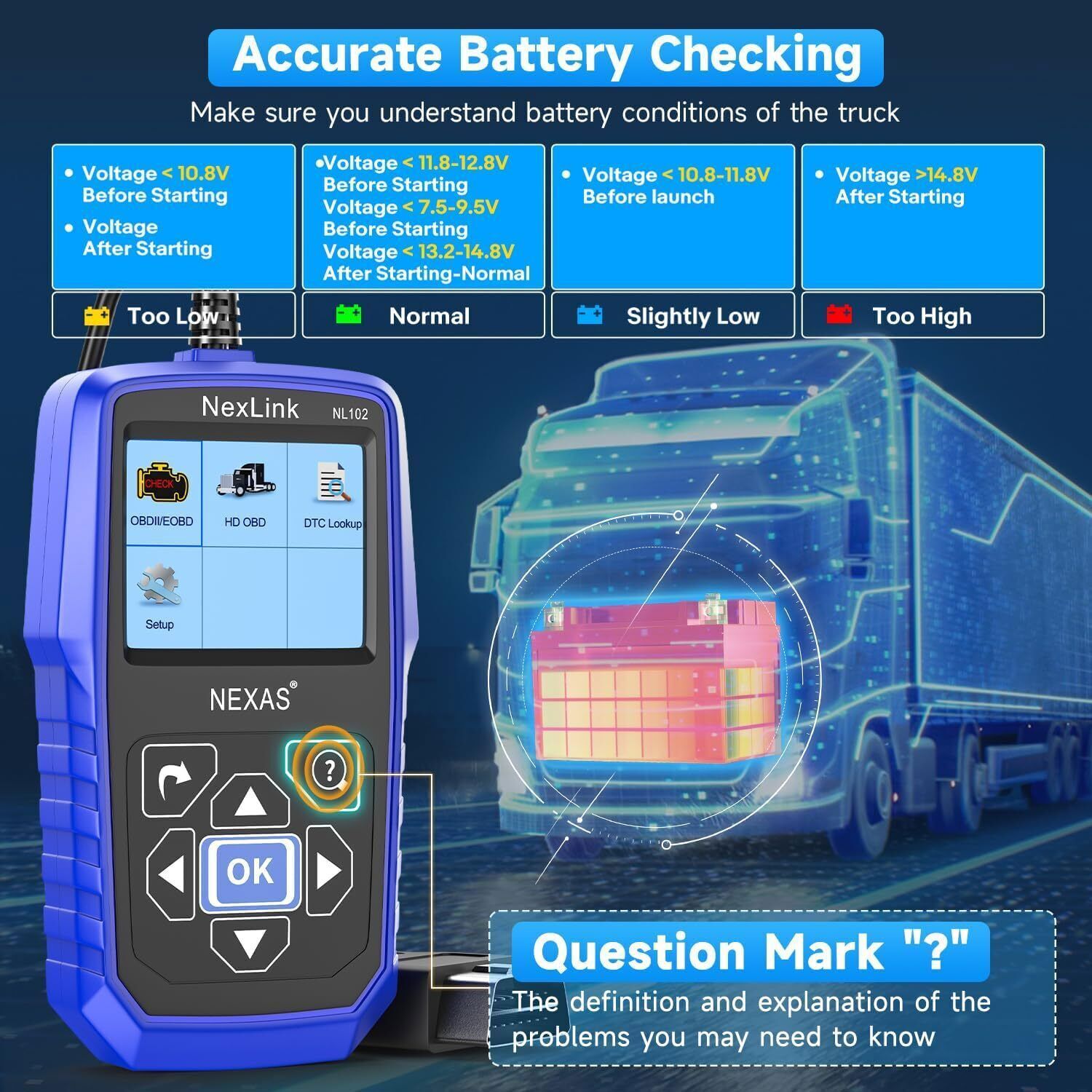 NEXAS NL102 HD HEAVY DUTY DIESEL TRUCK DIAGNOSTIC SCANNER TOOL CODE READER