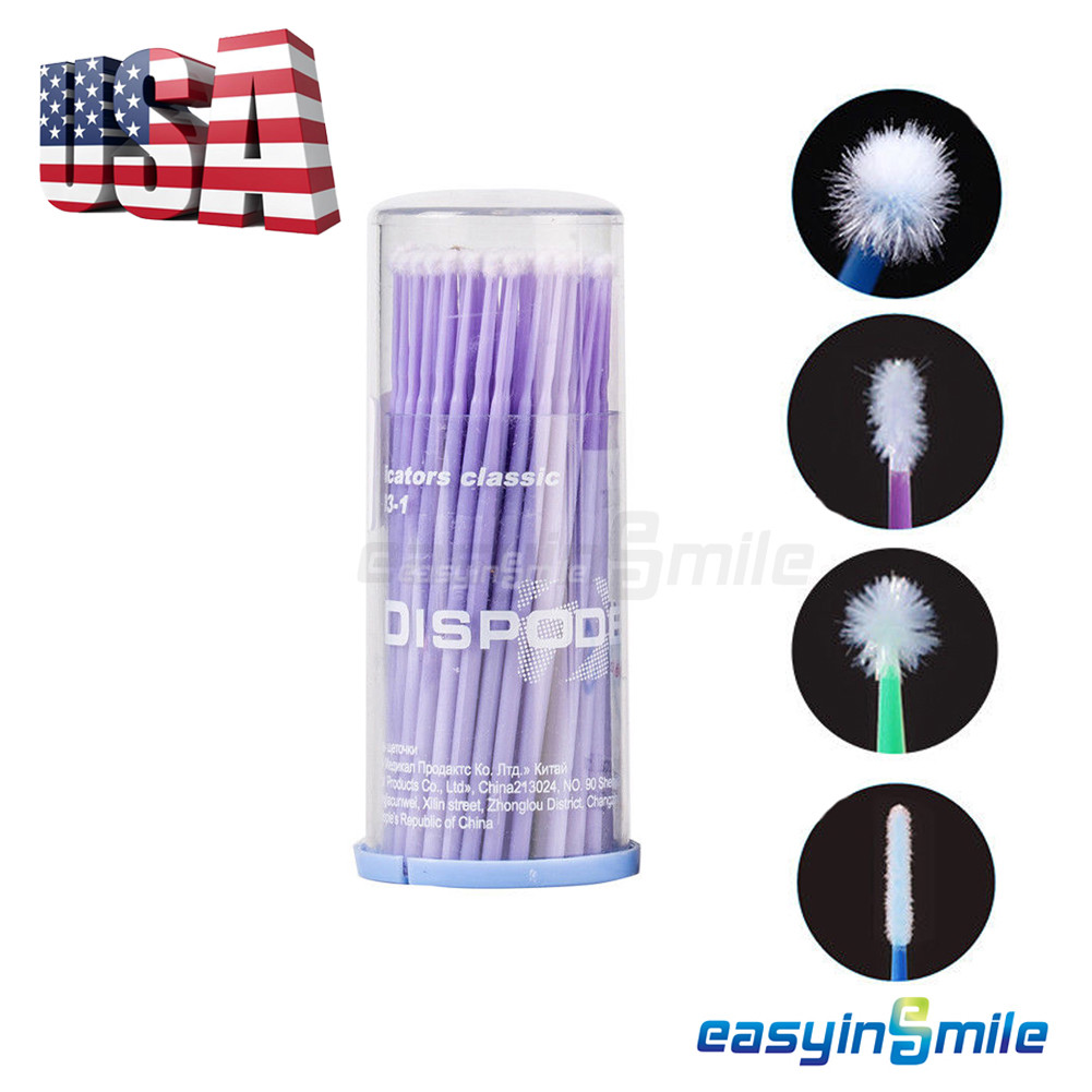100pc EASYINSMILE Disposable Swab Micro Brush Applicator Eyelashes Mascara Tools