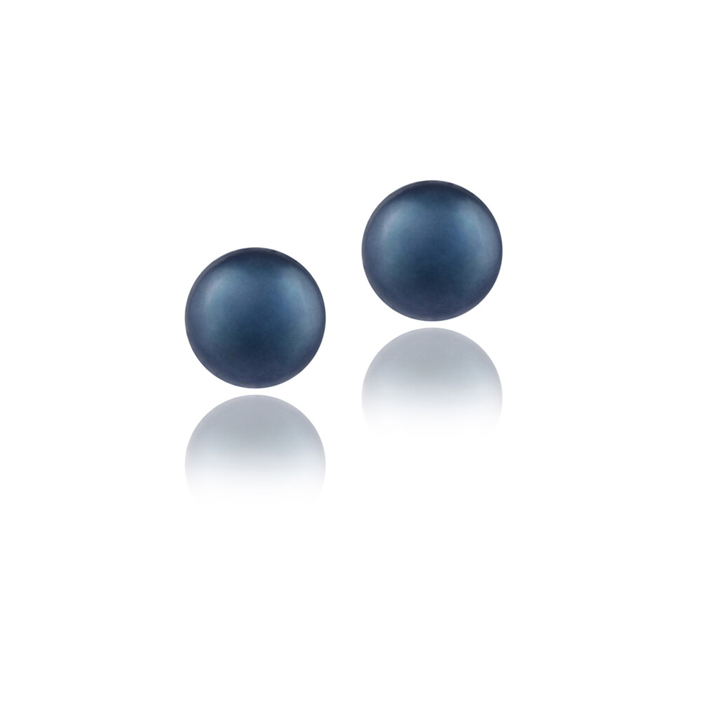 925 Silver Freshwater Cultured 5.5-6mm Dark Blue Pearl Stud Earrings