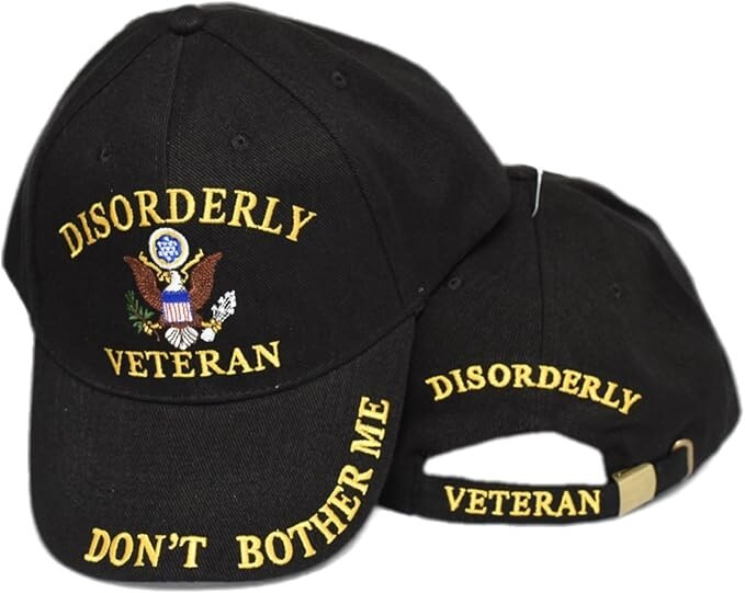 U.S Disorderly Veteran Don't Bother Me Black Embroidered Cap Hat Eagle Emblems