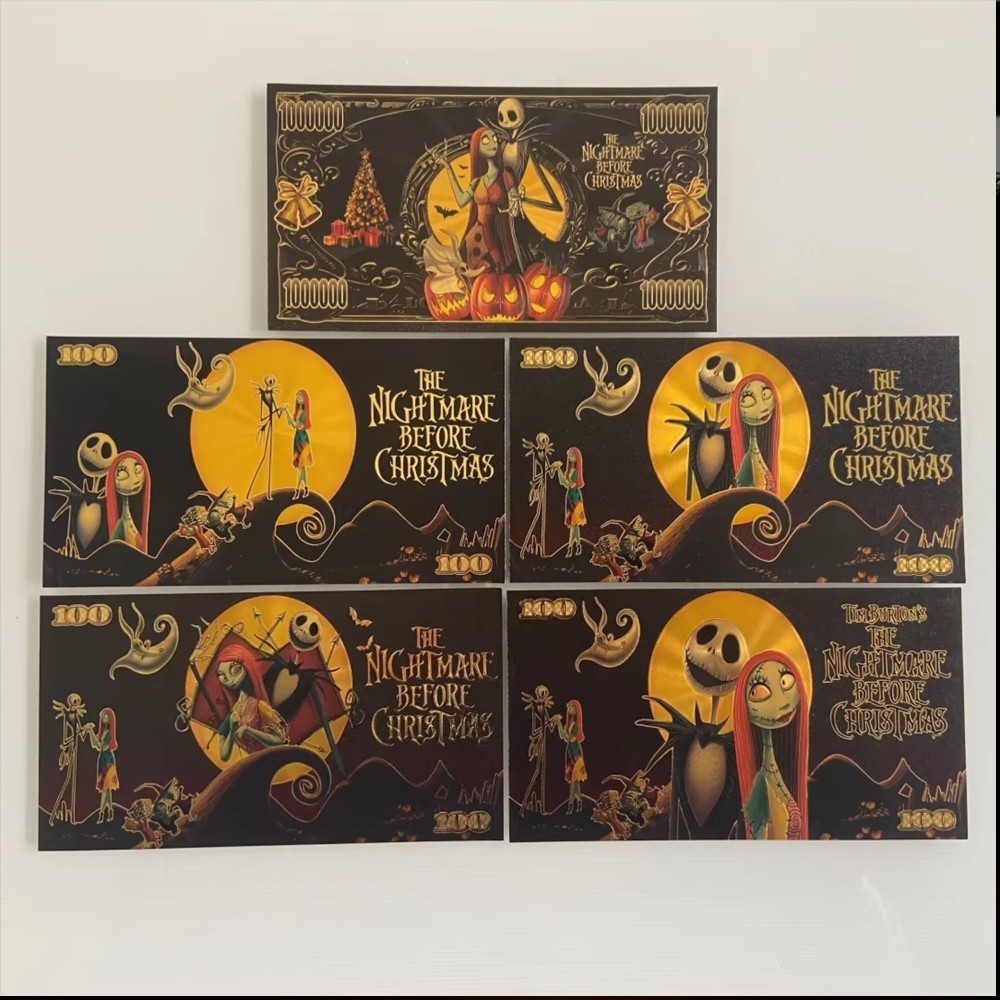 Halloween Theme Christmas Eve Double Sided Gold Foil Banknotes for Party