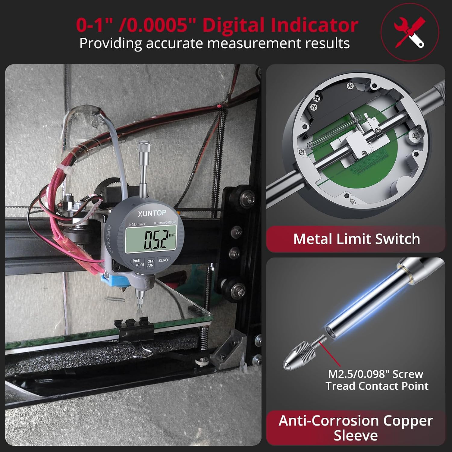 Precision & Machining Kit: 0-1" Digital Indicator with 90Lbs Magnetic Base & 50P