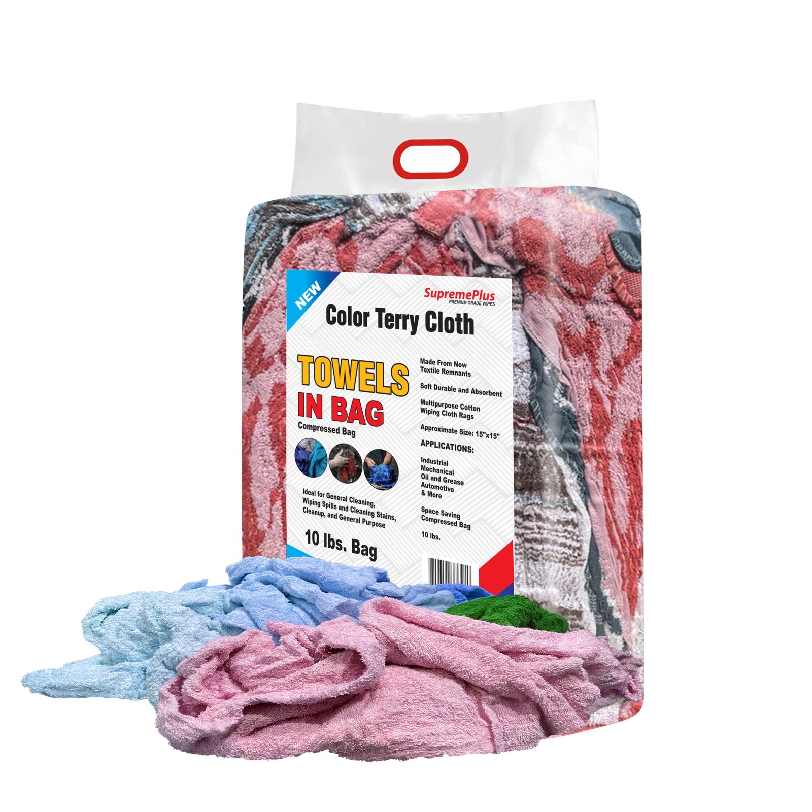 Bulk 40 Pack of Terry Towels - 10 LB Bag of All Purpose Cleaning A Grade Rags