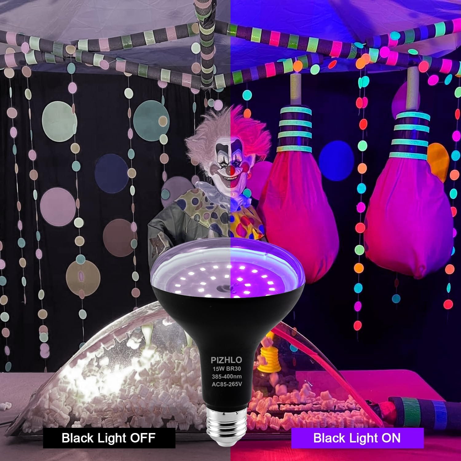 4 Pcs 15W LED Black Light Bulbs, BR30 E26 Black Shell Blacklight LED Bulb, 385-4