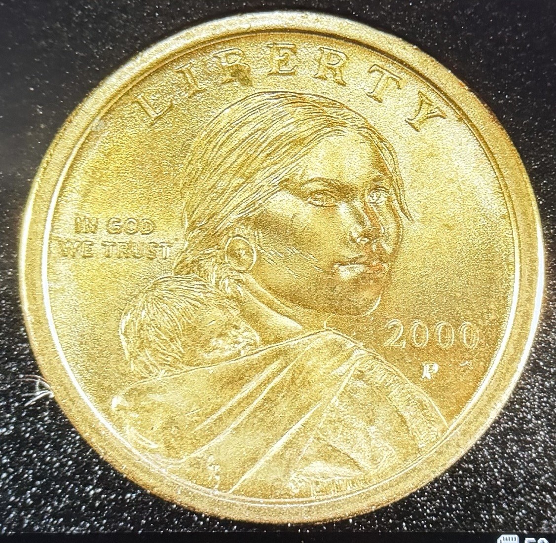 Rare Sacajawea One Dollar US $1 Liberty Coin 2000 P Double Die Repunched Mint