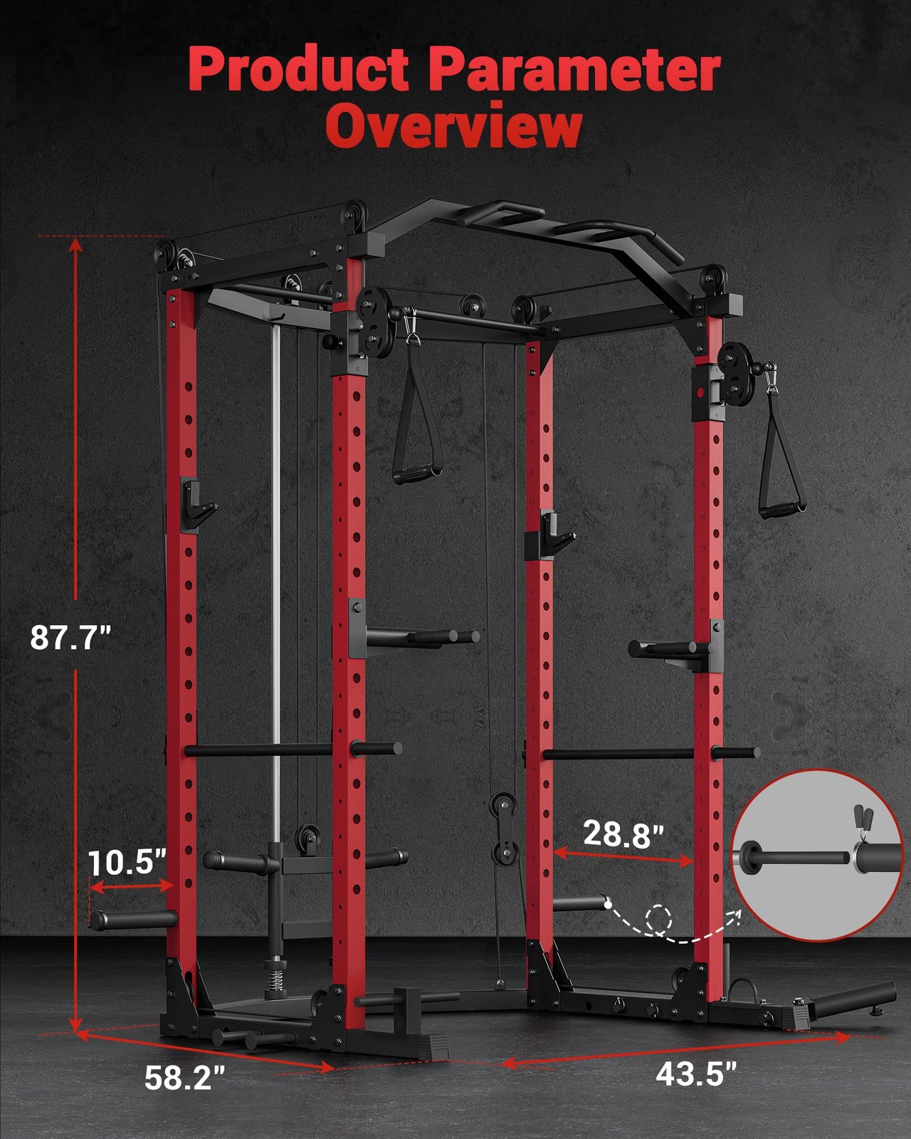 Power Cage Multi-Function Power Rack with Pulley System Home Gym Workout Machine