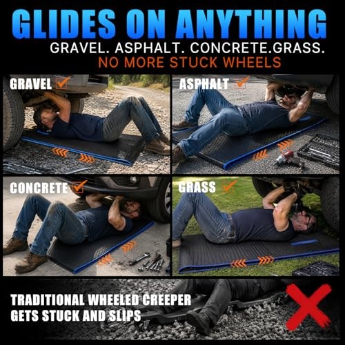 Magic Rolling Creeper Mat Portable Mechanics Mat | for Low Blue & Black