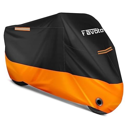 Motorcycle Cover Waterproof Outdoor Reflective 96.5 inches Length 96.5" Orange