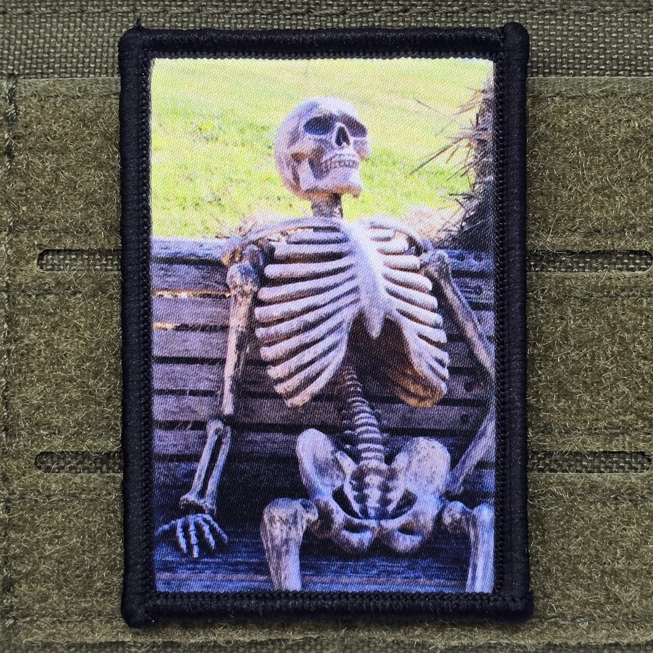 Still Waiting Patch Skeleton Moral Tactical Military Army USA Hook & Loop 3x2
