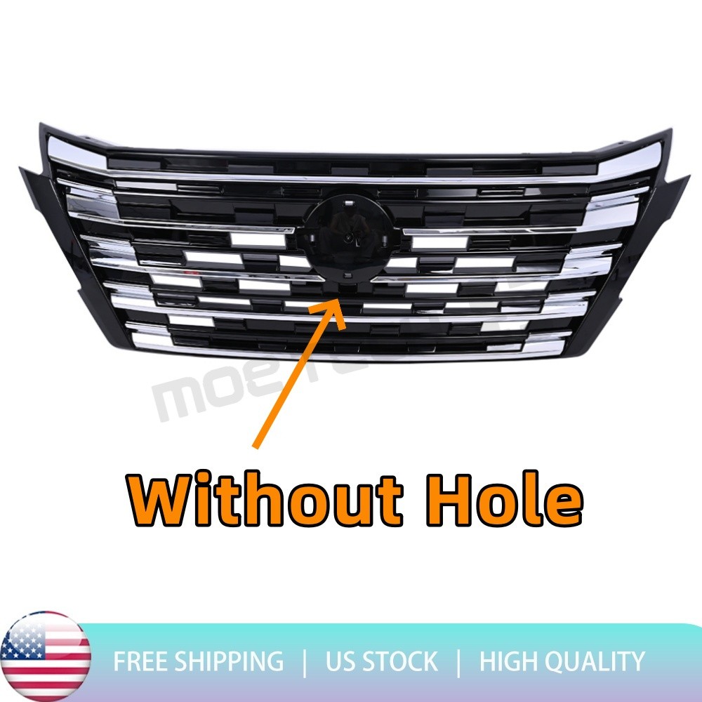 Upper Grille Chrome Black W/O Camera Hole For 2024-2025 Nissan Rogue 62310-4MT0A