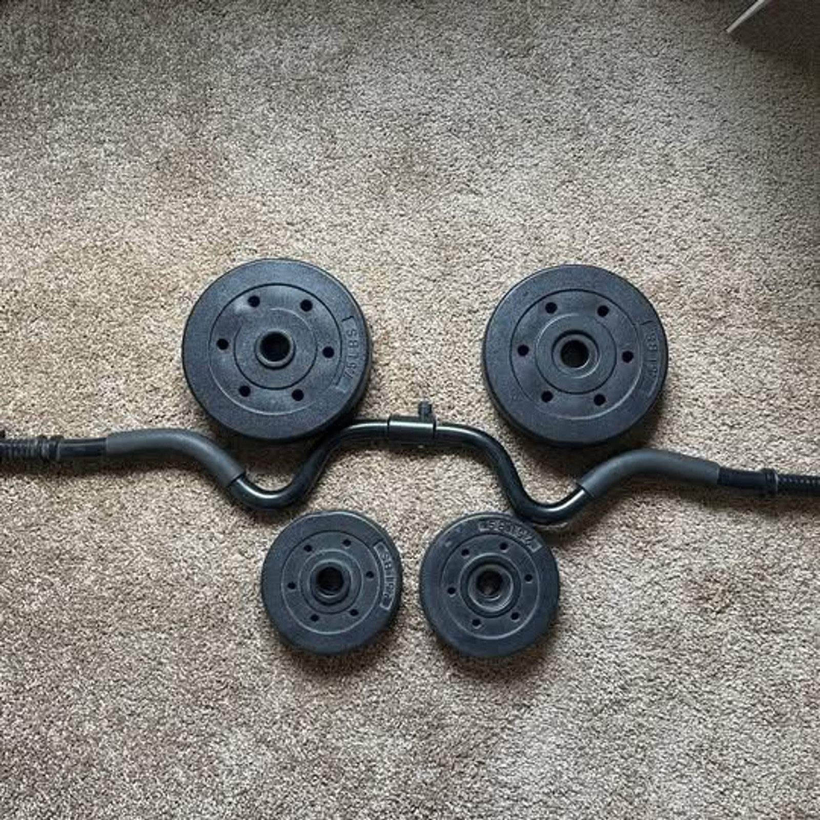 Curling bar with weights