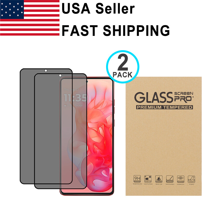 2PK Privacy Tempered Glass Protector Moto G Play Power Stylus 5G Edge 2024 2026