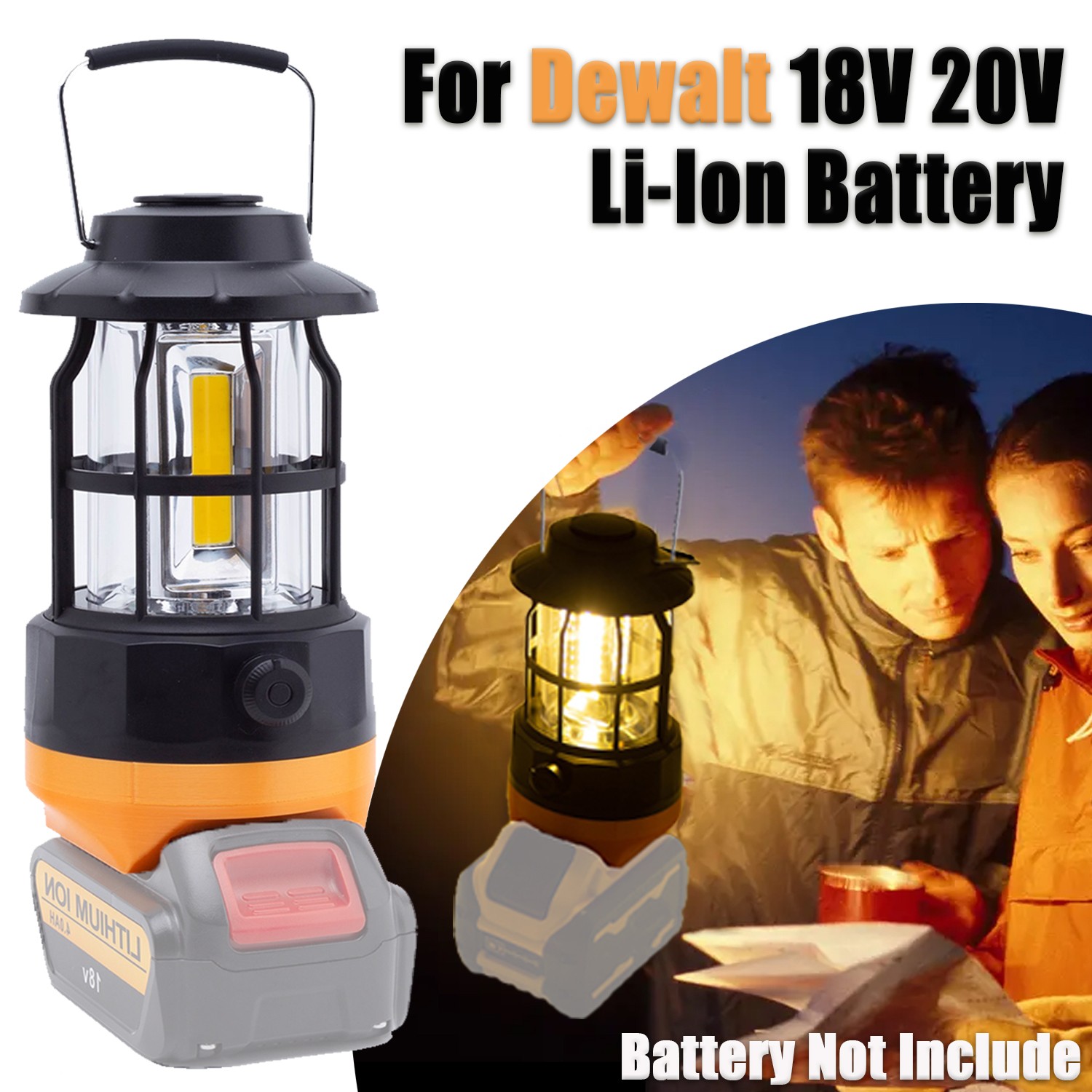 For Dewalt 20V Battery Portable Camping Lantern Lamp LED Fishing Work Light