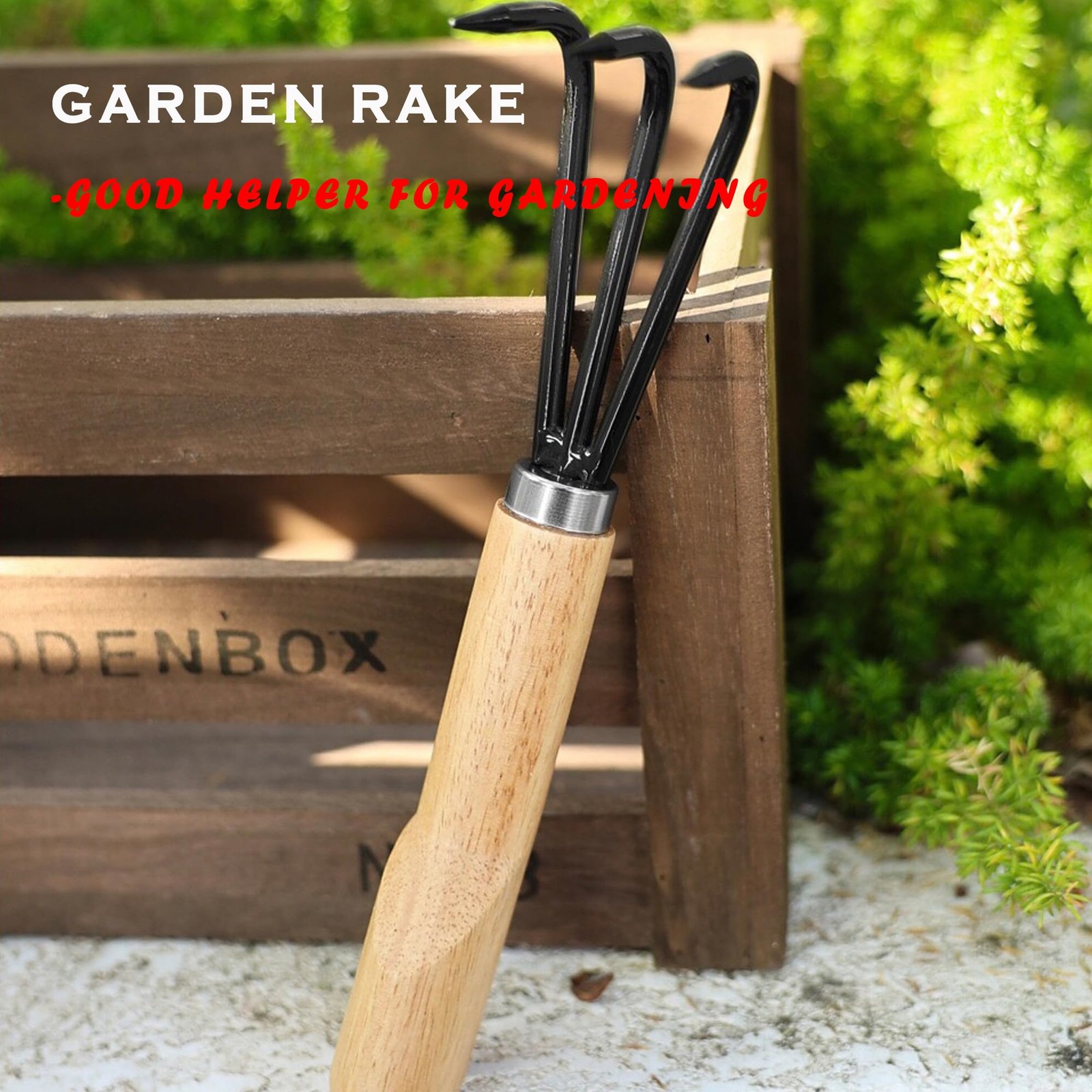 Garden Rake 3-Claw Japanese Landscape Dethatcher Thatching Beach Combing Rake...