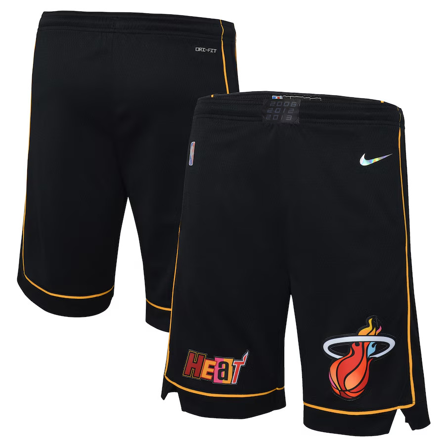 NEW Miami Heat Nike Kid Youth City Edition Courtside Swingman Shorts - Black