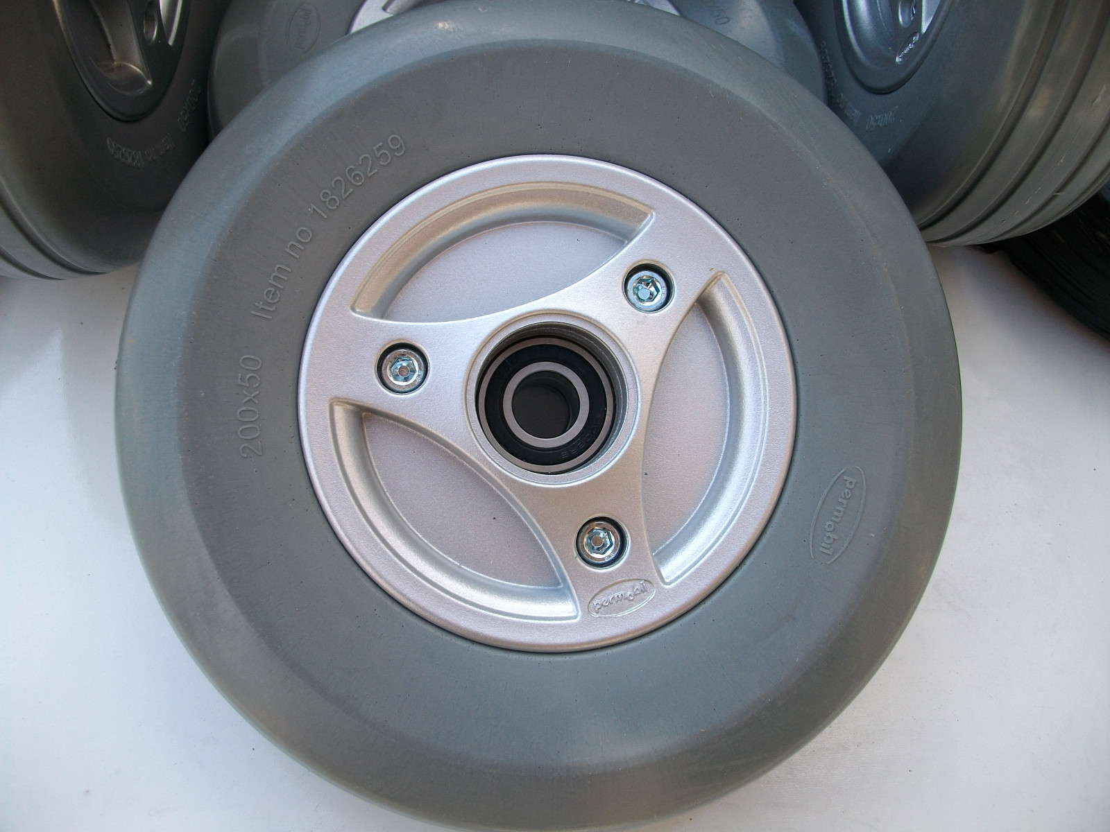 Permobil M300 Caster Wheel Front and Rear Tires with Rim and Bearings(Lot of 8)