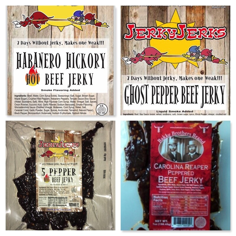 4 Bags of Extremely Hot Jerky Lot Reaper, Scorpion, Ghost, and Habanero Peppers
