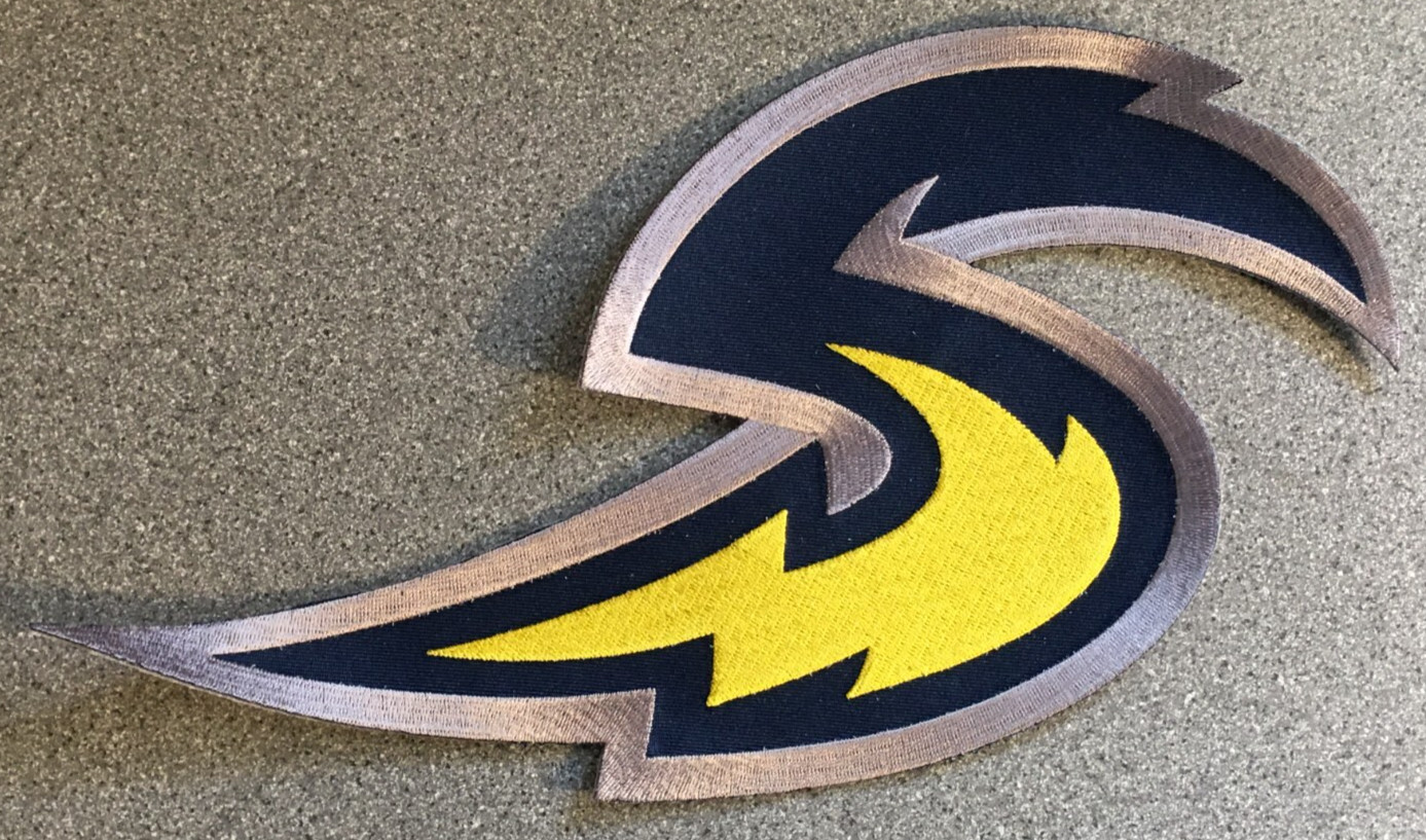 2009-12 MISSISSIPPI SURGE SPHL HOCKEY MINORS VINTAGE LARGE 10.5" TEAM LOGO PATCH
