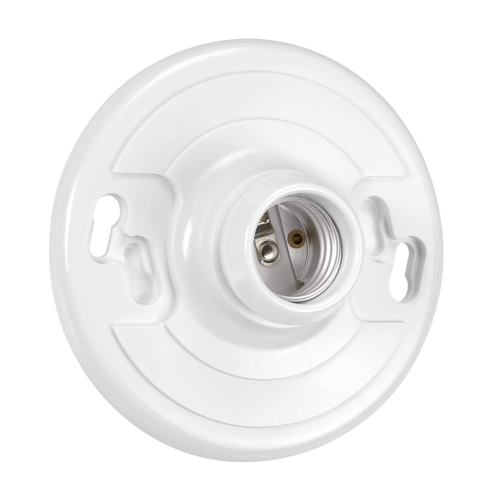 Keyless Light Socket, E26 Ceiling Fixture, White, 2 Pack