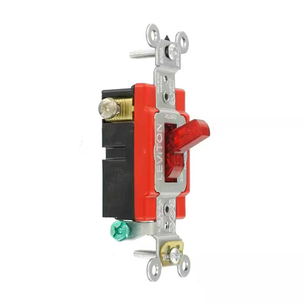 20 Amp Industrial Grade Heavy Duty Single-Pole Pilot Light Toggle Switch, Red 12