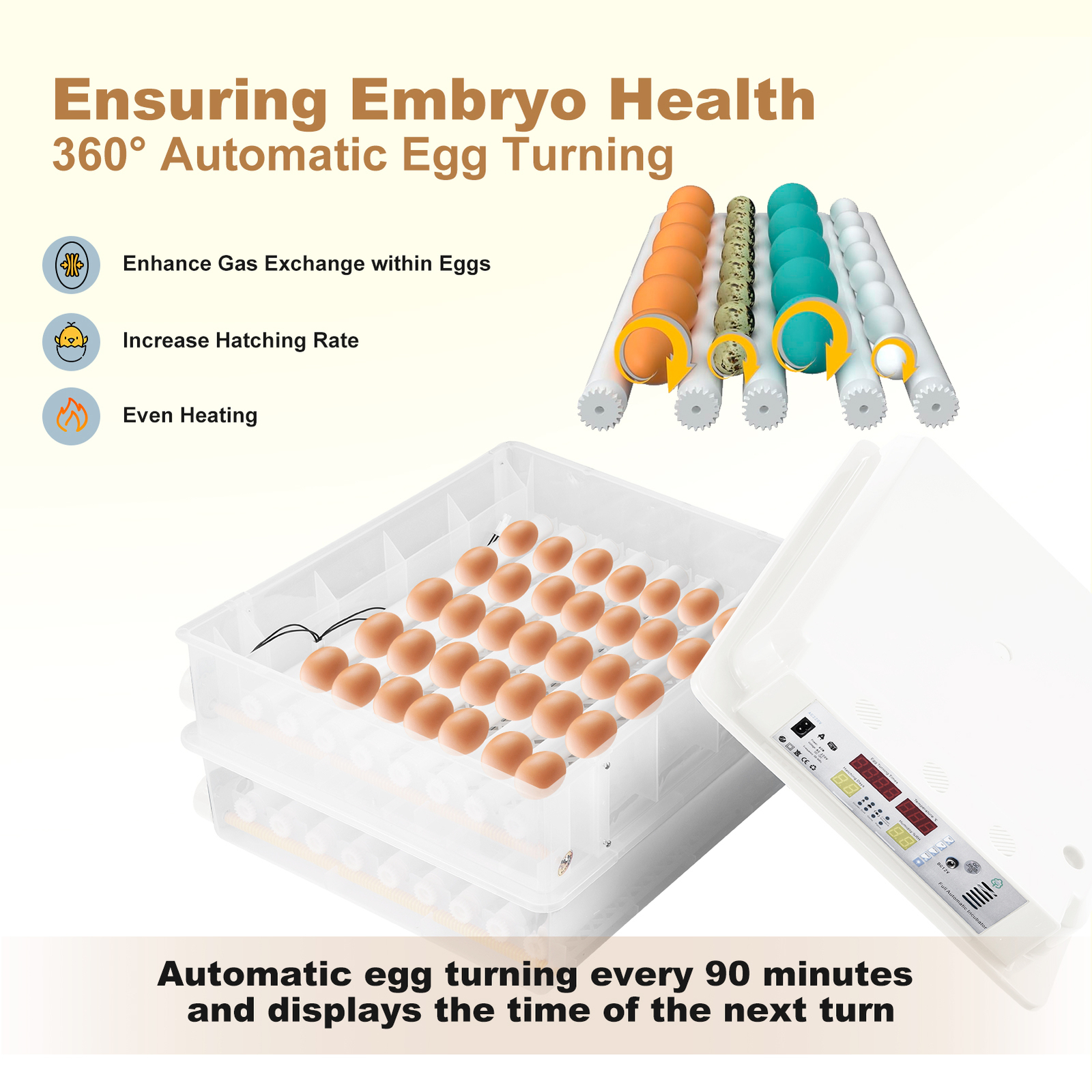 New Automatic 120 Eggs Incubator Temperature Control Digital Chicken Egg Hatcher