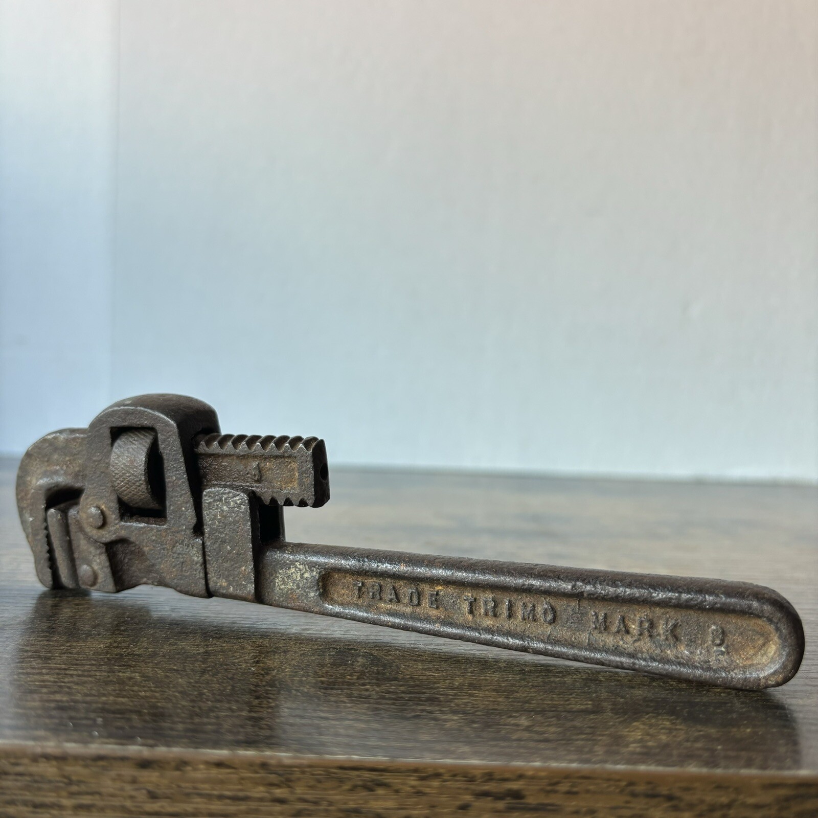 ANTIQUE ORIGINAL Trimont TRIMO-TRADE MARK 8” PIPE  WRENCH ~ PATENT 1889-1897