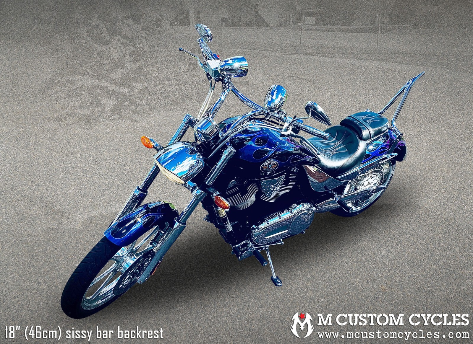 18" (46cm) Victory Jackpot Sissy Bar Passenger Backrest