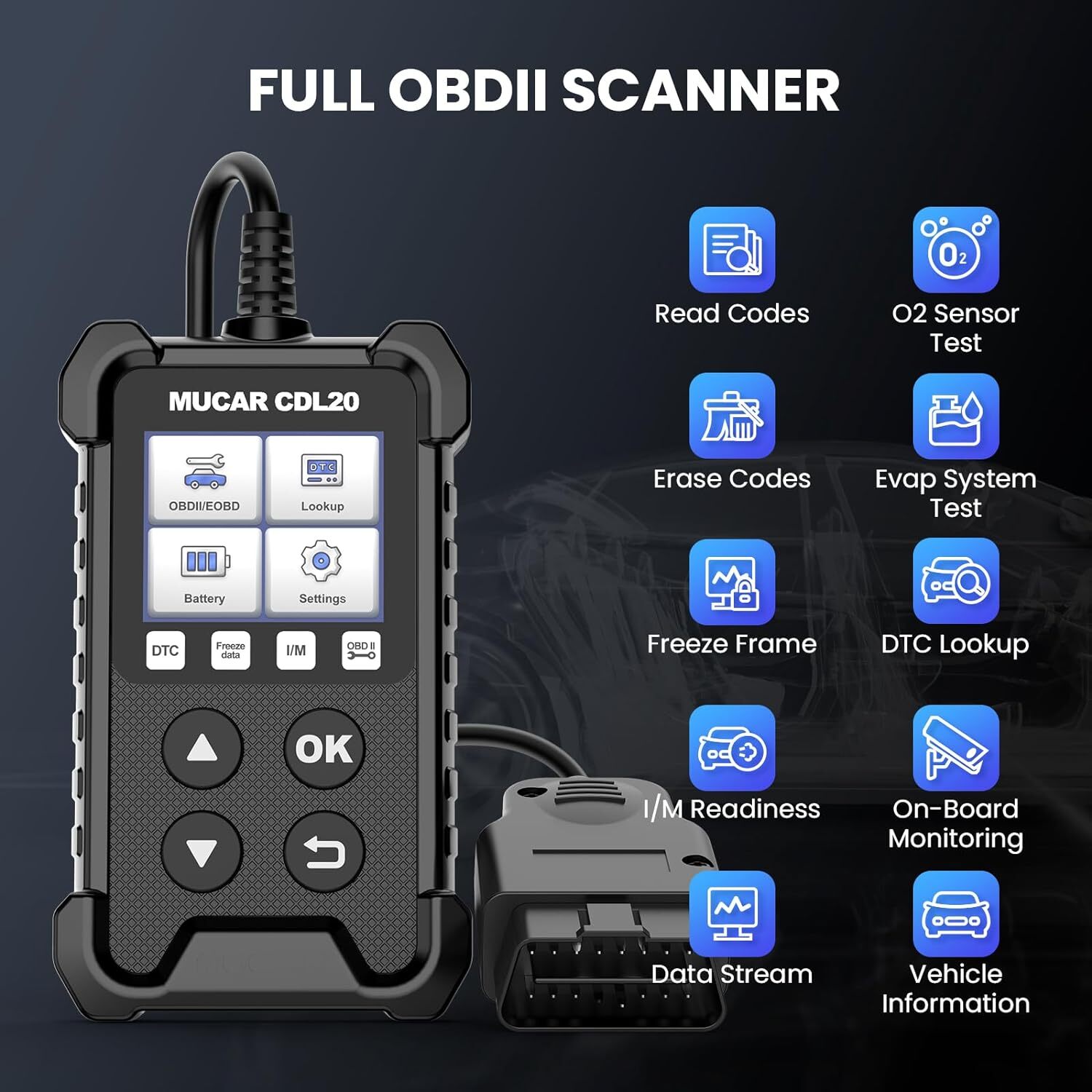 Mucar CDL20 OBD2 Reader Car Diagnostic Scanner OBD Fault Code Reader Tool