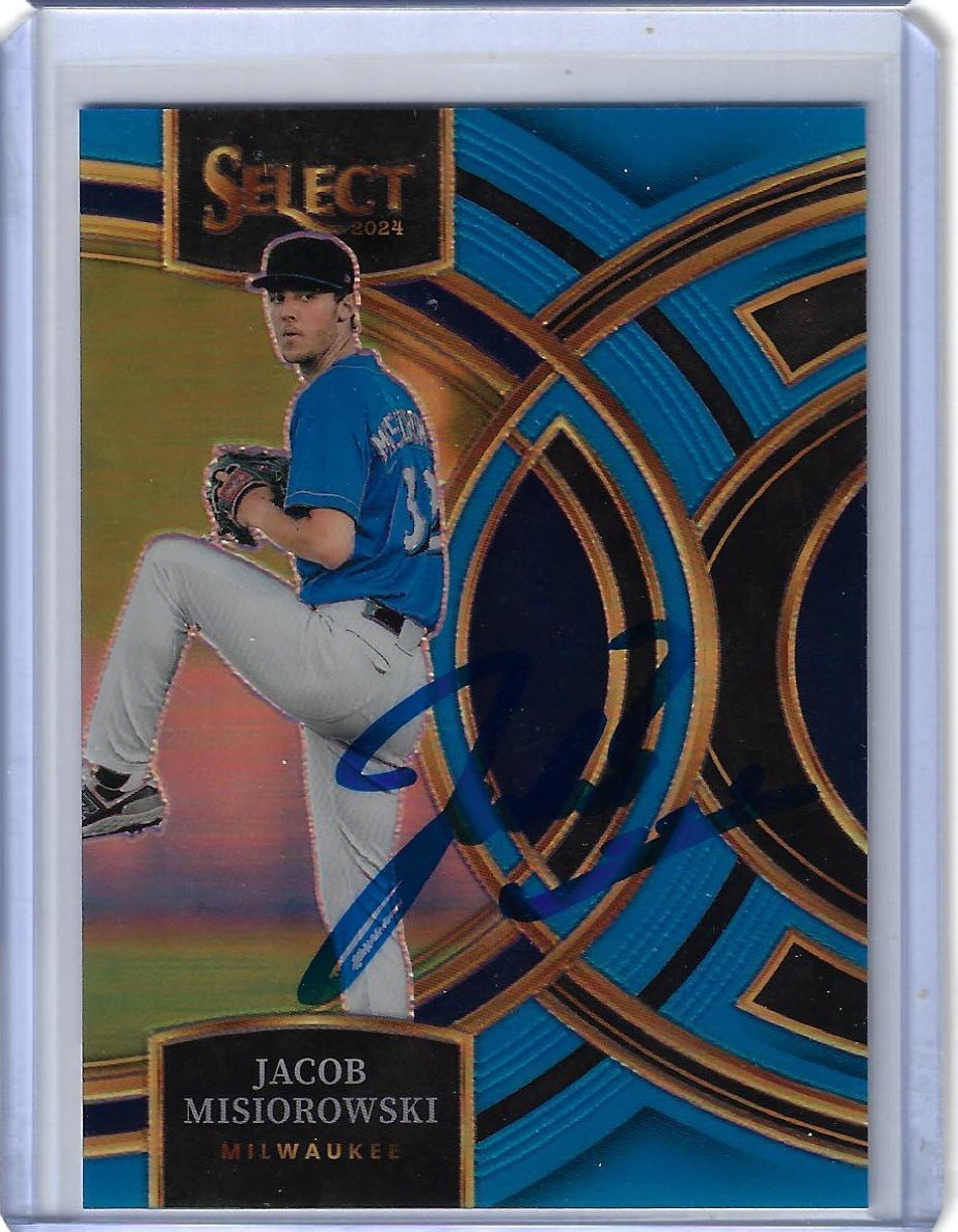 Jacob Misiorowski Autographed 2024 Panini Select Premier Level Blue Prizm 38 RC