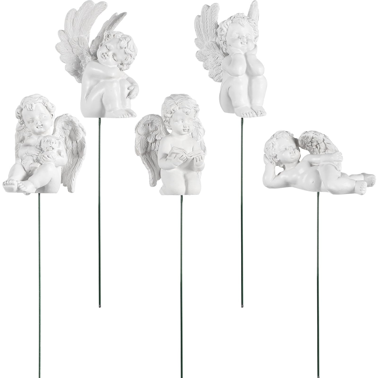 Toyvian 5pcs Decorative Angel Garden Stakes Miniature Resin Jupiter Angel Fig...