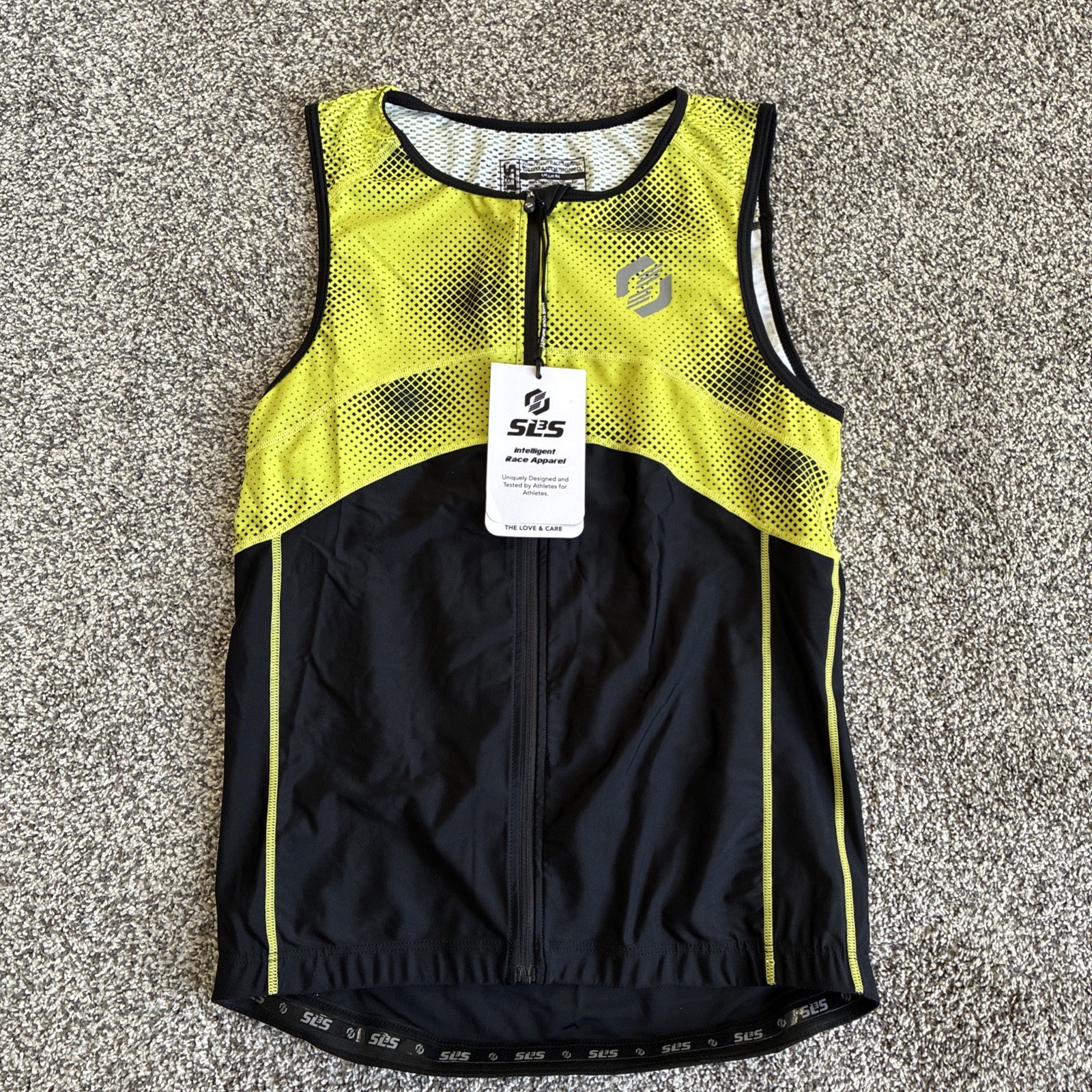 SLS3 Mens Triathlon Top - Lime/Black Size Medium. NWT Intelligent Race Apparel