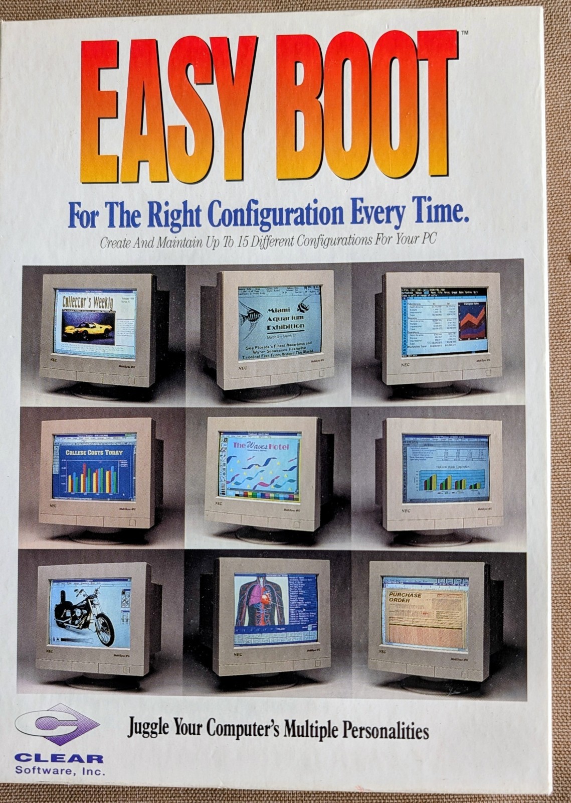 Vtg 1992 Easy Boot V1.0 Clear Software Big Box 3.5 Floppy Disk MS-DOS PC Retro