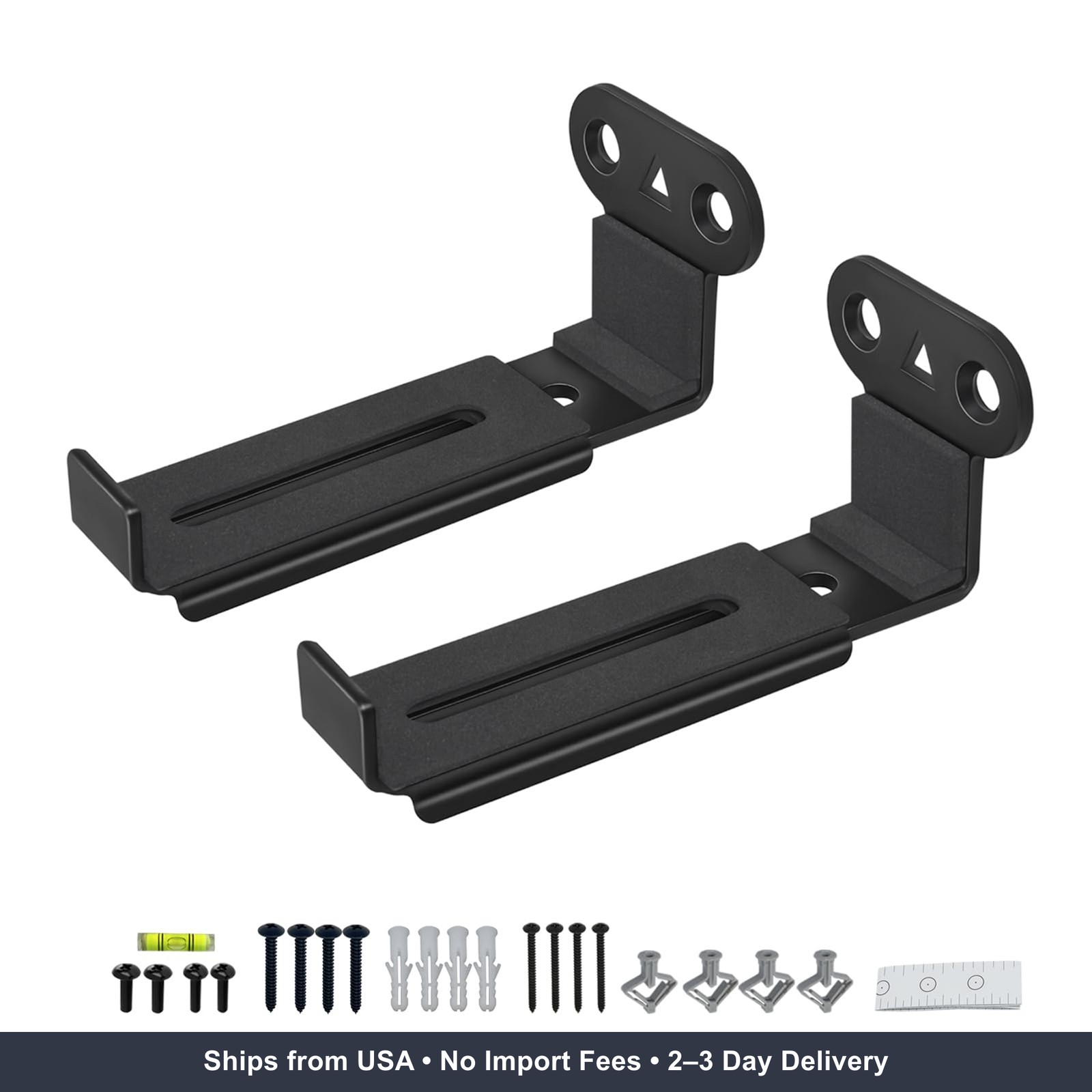Soundbar Wall Mount, All Metal,Depth Adjustable 3.7”-6.3”,2 Packs | Hold up to 3