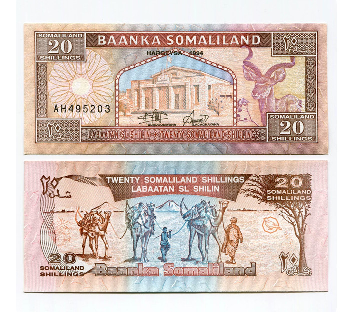 Somaliland 20 Shillings 1994 P-3 a UNC New Banknote