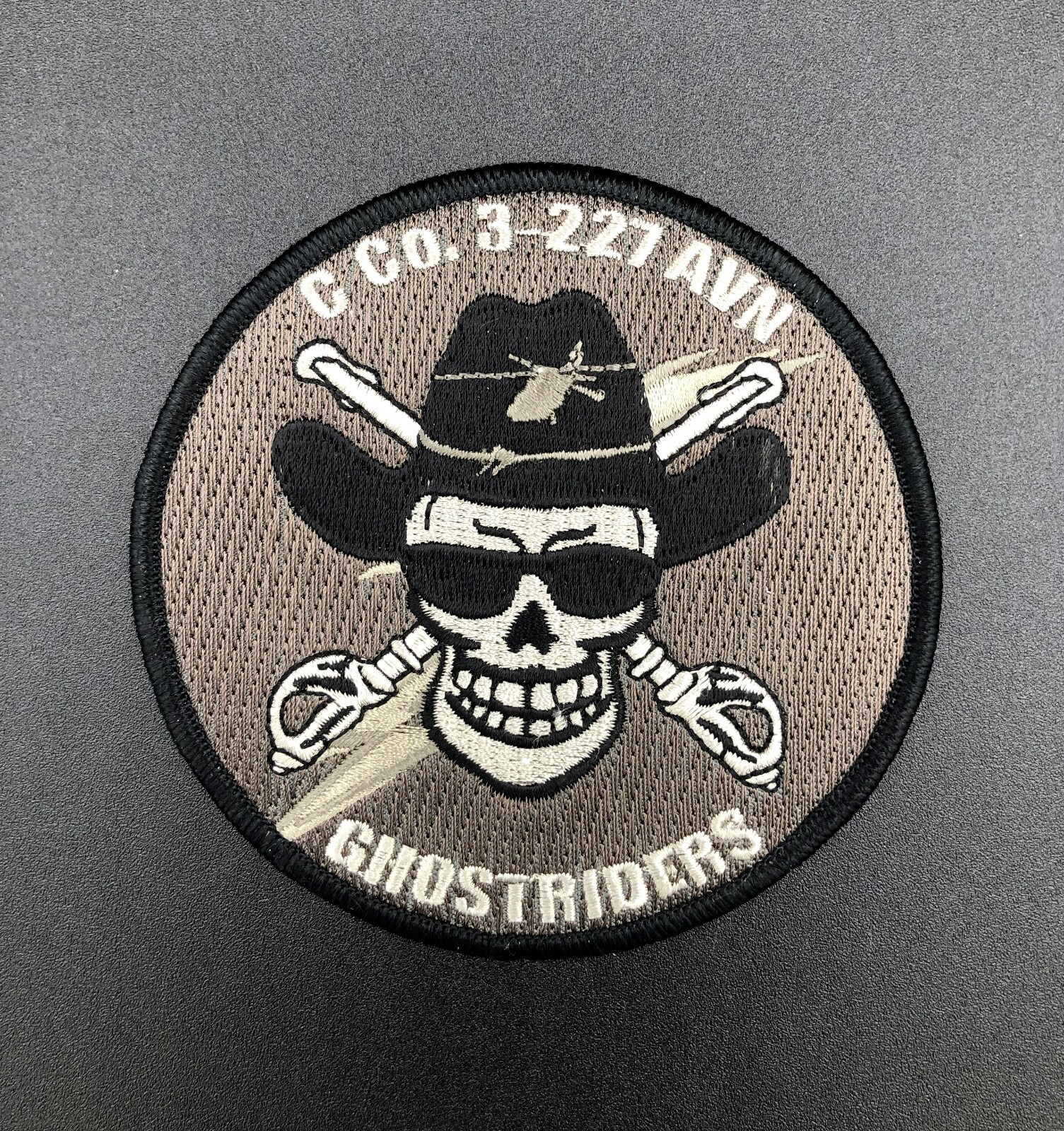 C Co 3-227 AVN Ghost Riders Grey Color Army Aviation Patch OEF OIF