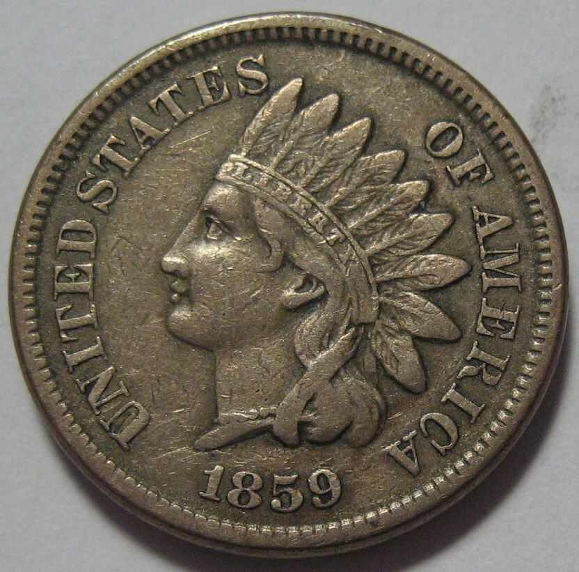 = 1859 VF/XF INDIAN Cent, Nice Details, Super EYE Appeal, FREE Shipping