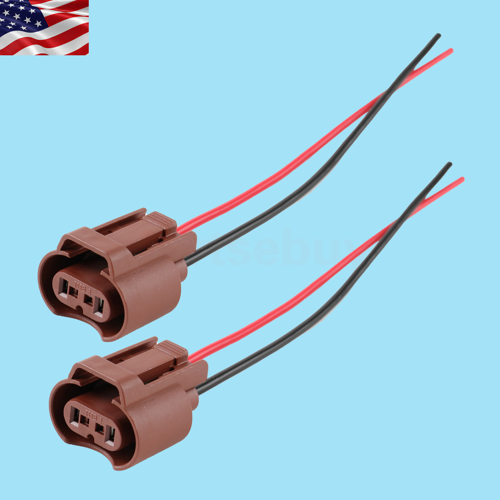 Wire Pigtail Female U 9006 HB4 Two Harness Fog Light Bulb Socket Connector Lamp