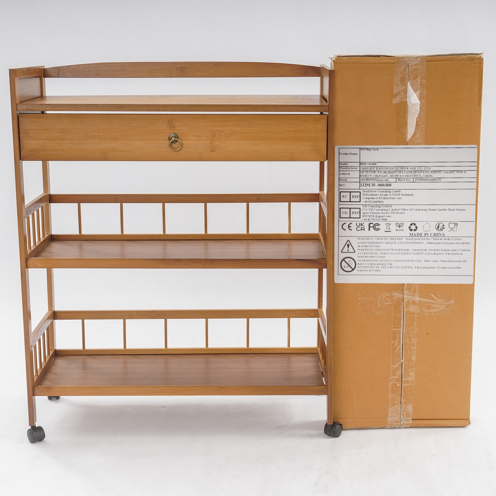 3 Tier Rolling Cart, Kitchen Serving Storage Cart, Storage Organizer Cart
