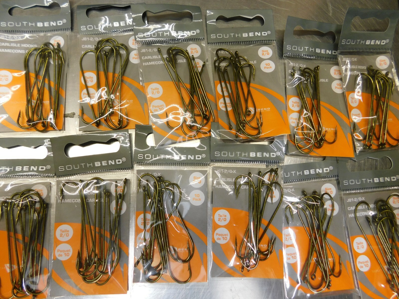 South Bend Carlisle Hooks Size 2/0 J81-2/0-X (12 packs of 10)-120 Hooks