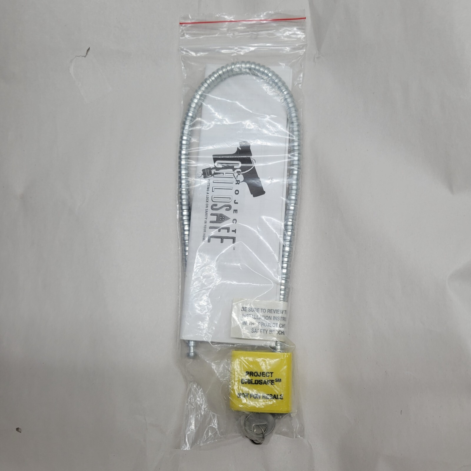 PROJECT CHILDSAFE Gun Lock - Child Safe Cable With Padlock, 2 Keys, Instructions