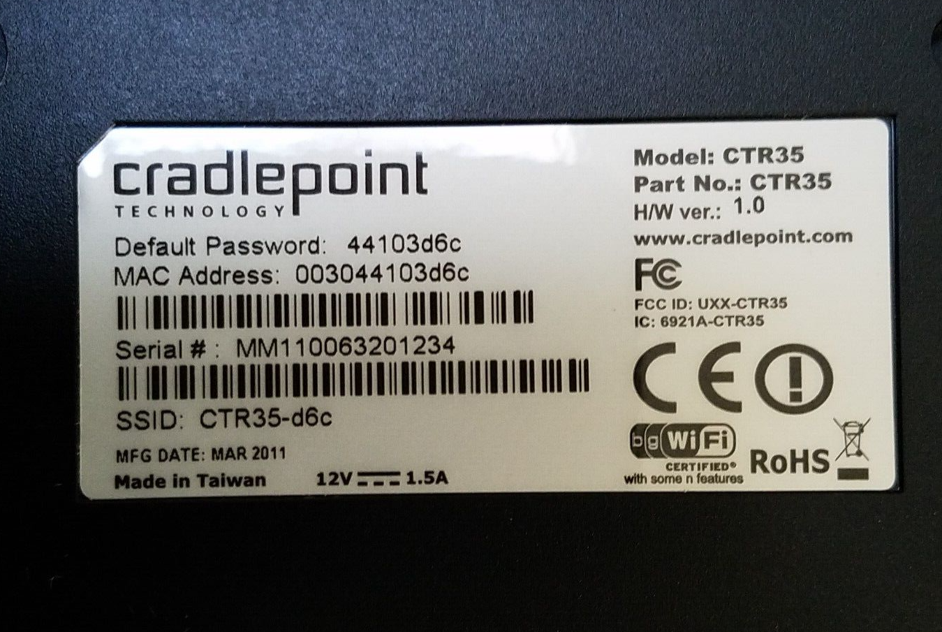 Cradlepoint CTR35 Single Port Wireless N Portable Router
