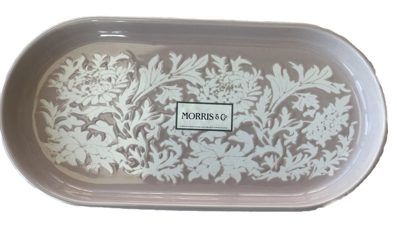 Morris & Co~Poppy~Large Vanity Tray~accessory~Bathroom~PINK/WHITE~ceramic~NWT~