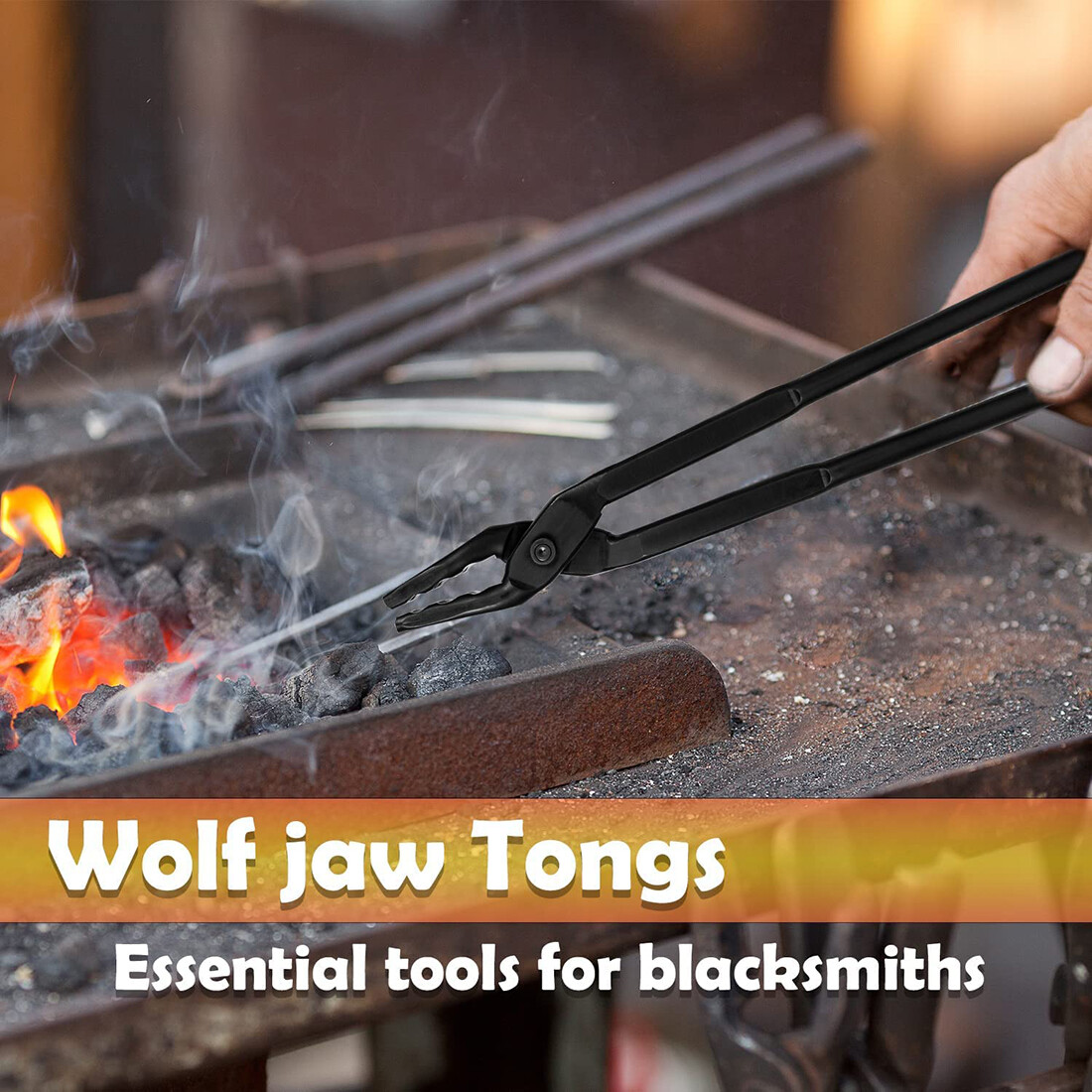 16 inch Wolf Jaw Blacksmithing Tongs Multipurpose Forge Tool Beginner Bladesmith