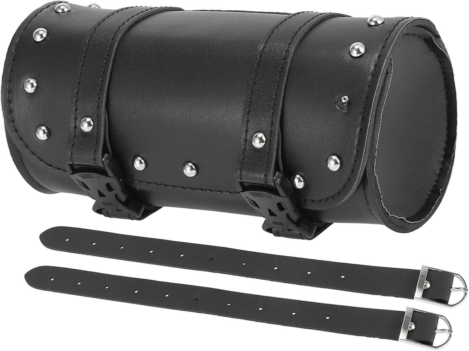 "Universal Motorcycle Fork & Handlebar Tool Bag, Waterproof Faux Leather - Black