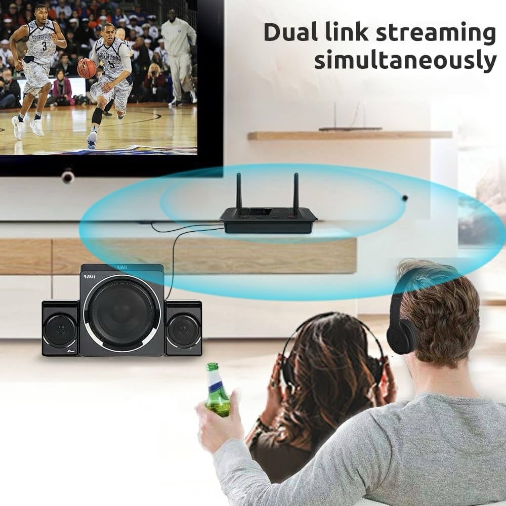 1Mii B03 Bluetooth 5.3 Transmitter Receiver Long Range Audio Adapter Opt AUX RCA
