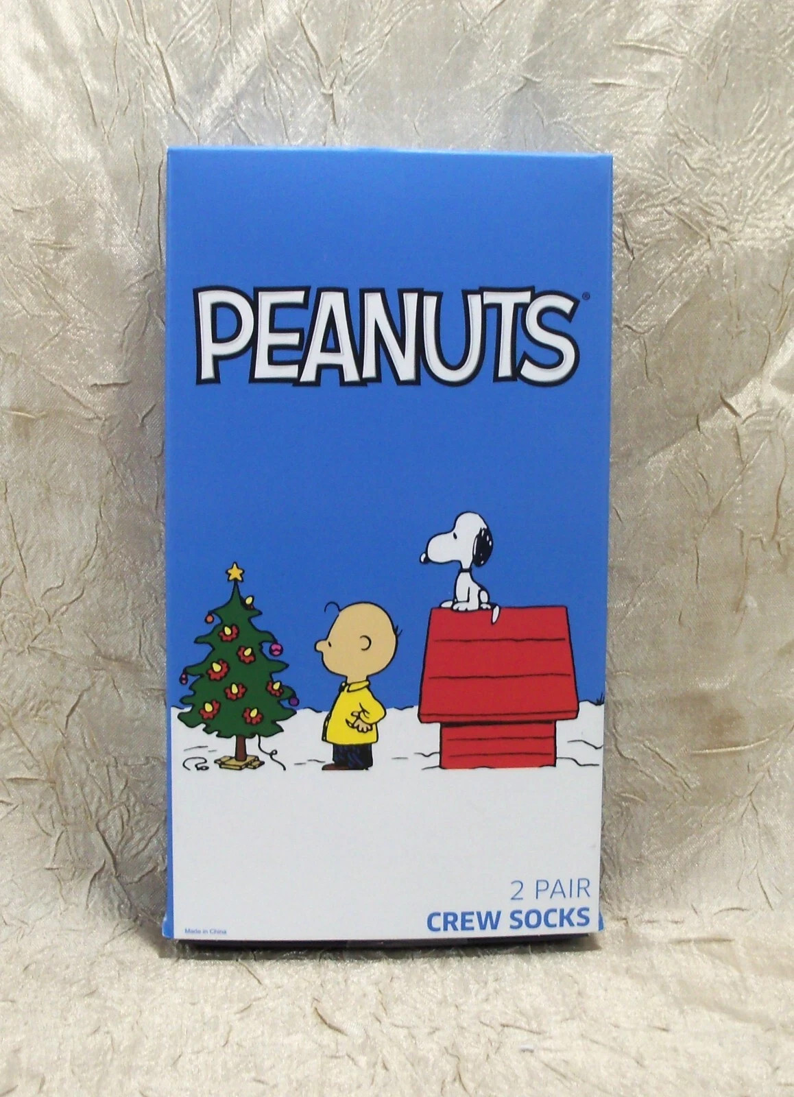 Peanuts Snoopy Two Pair Crew Socks Adult One Size Fits Most New In VHS Style Box